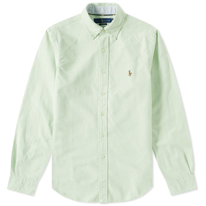 Photo: Polo Ralph Lauren Slim Fit Button Down Oxford Shirt Lime & White
