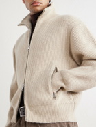 Officine Générale - Florys Ribbed Wool-Blend Zip-Up Cardigan - Neutrals