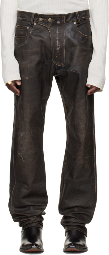 Photo: 424 Brown Moto Leather Pants