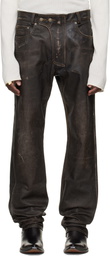 424 Brown Moto Leather Pants