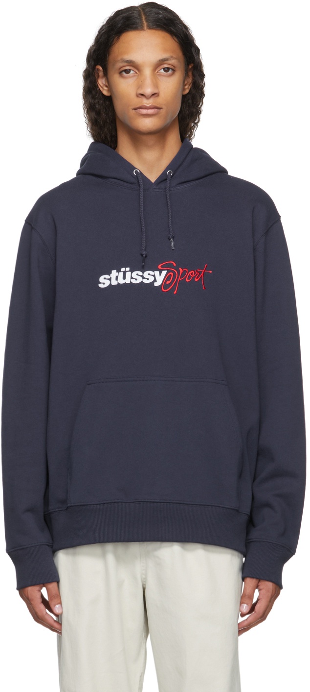 Stüssy Navy Sport Embroidered Hoodie Stussy