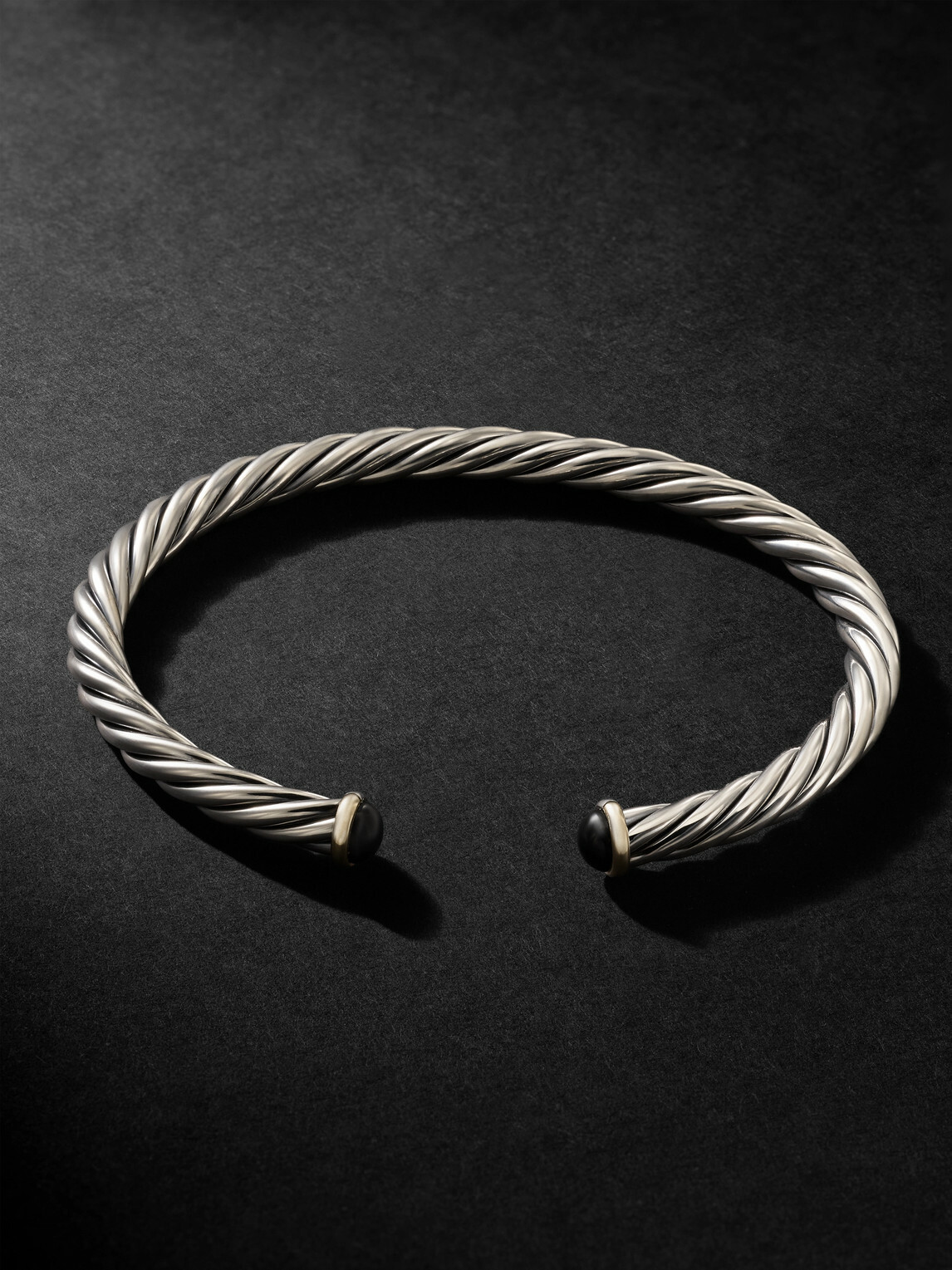 David Yurman - Cable Sterling Silver, 14-Karat Gold and Onyx Cuff - Silver