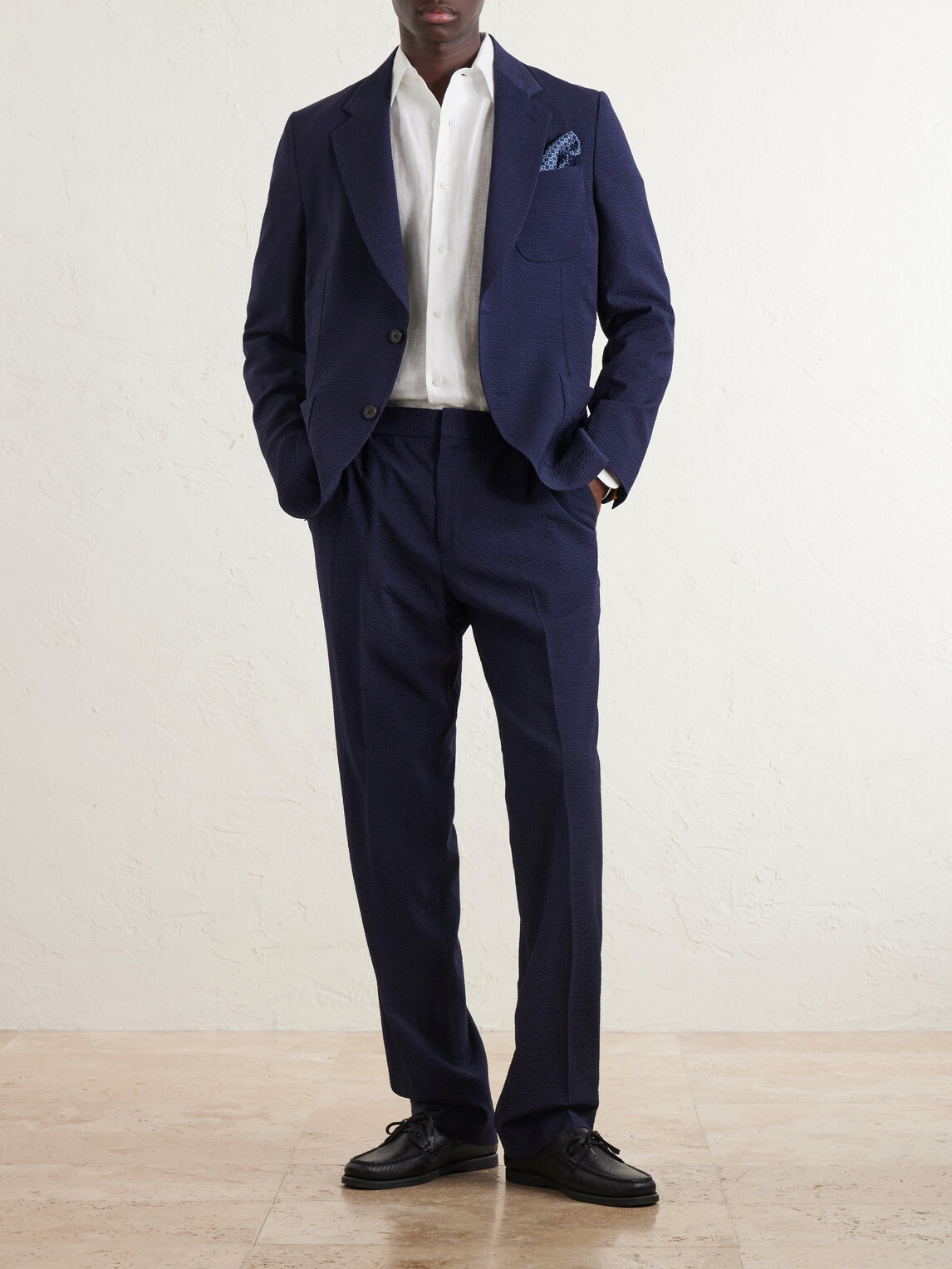 Paul Smith - Straight-Leg Wool-Blend Seersucker Suit Trousers - Blue