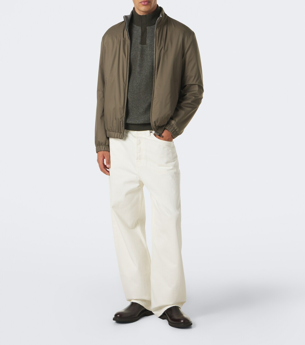 Incotex Ribbed-knit virgin wool half-zip sweater