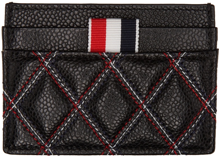 Photo: Thom Browne Black Quilted & Contrast Stitch Card Holder