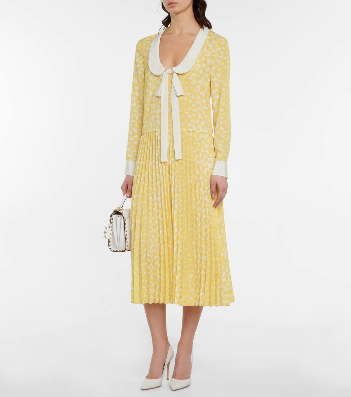 REDValentino Printed tie-neck midi dress