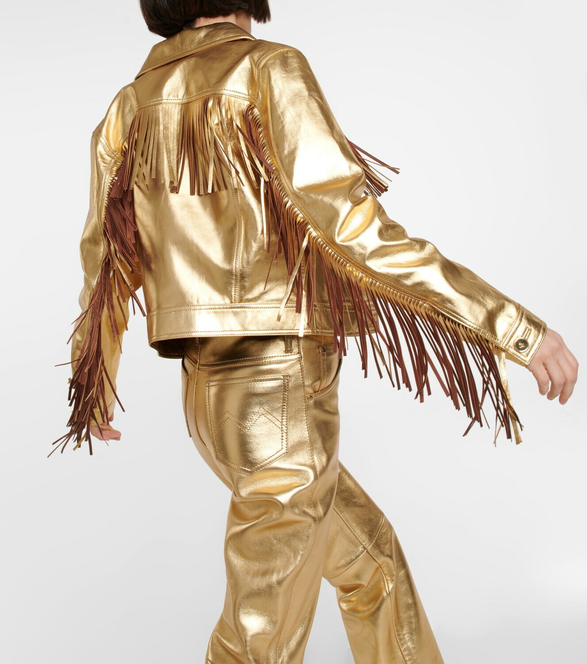 Dodo Bar Or Fringed metallic leather jacket