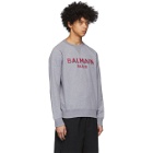 Balmain Grey 3D Logo Sweatshirt