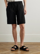 Folk - Assembly Wide-Leg Cotton-Blend Seersucker Shorts - Black