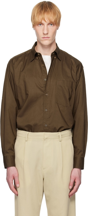 Photo: AURALEE Brown Washed Finx Typewriter Button Down Shirt