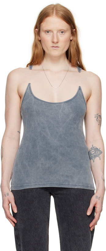 Photo: Y/Project Blue Invisible Strap Tank Top