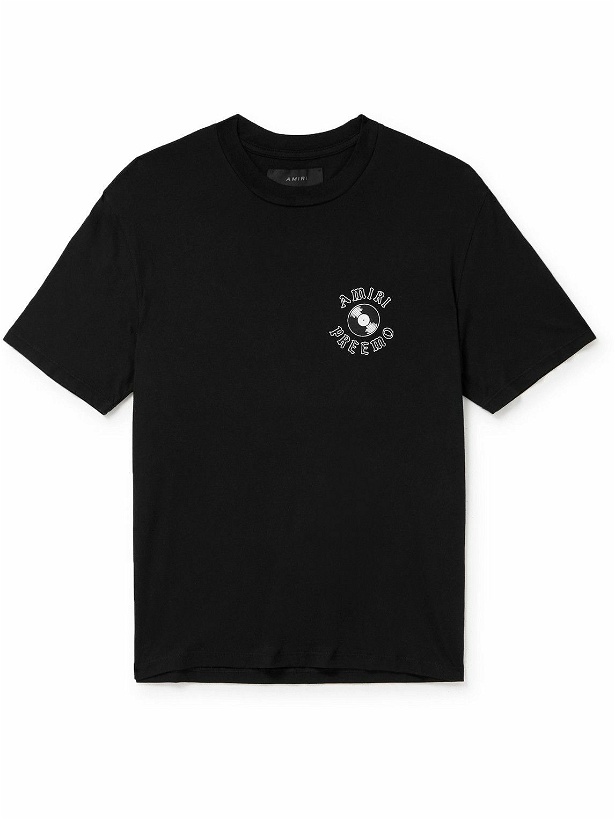 Photo: AMIRI - Preemo Record Logo-Print Cotton-Jersey T-Shirt - Black