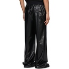 We11done Black Logo Latex-Textured Trousers