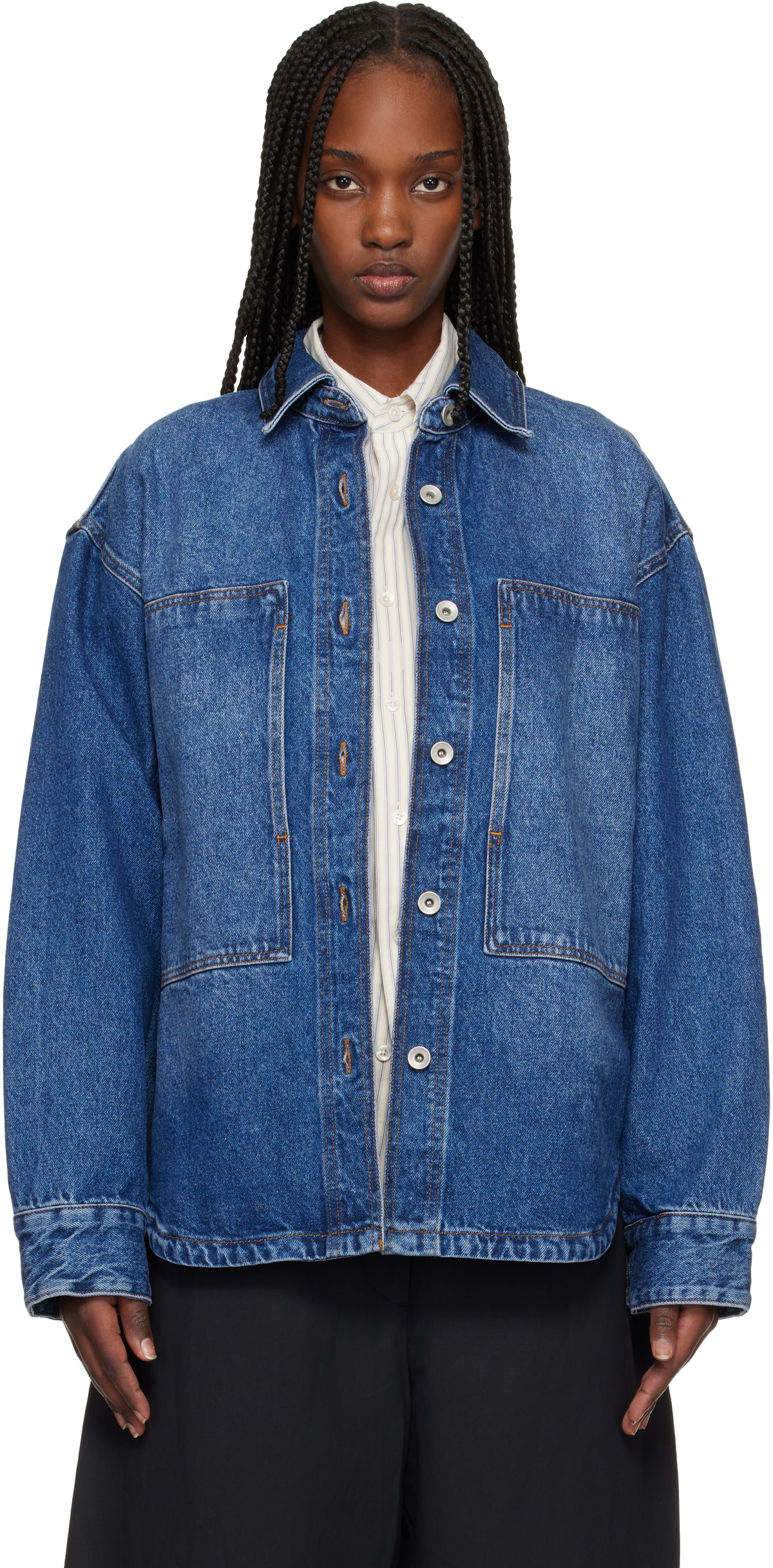 Studio Nicholson Blue Paso Denim Shirt
