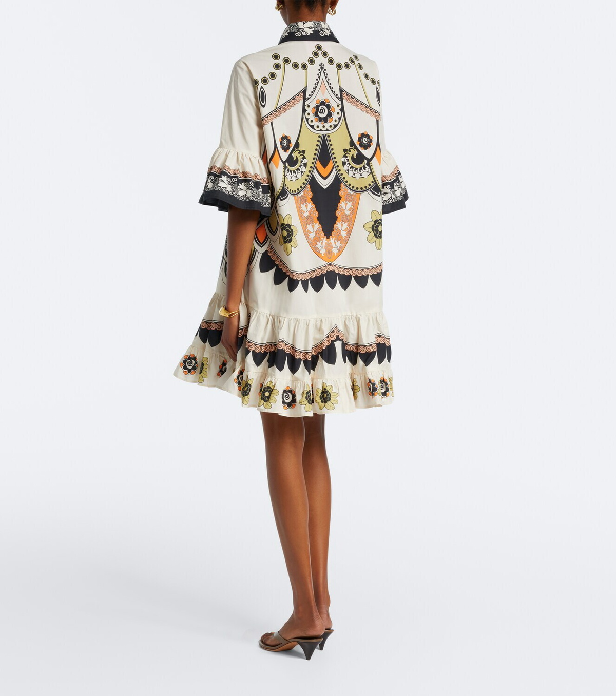 La DoubleJ Printed tiered cotton poplin minidress