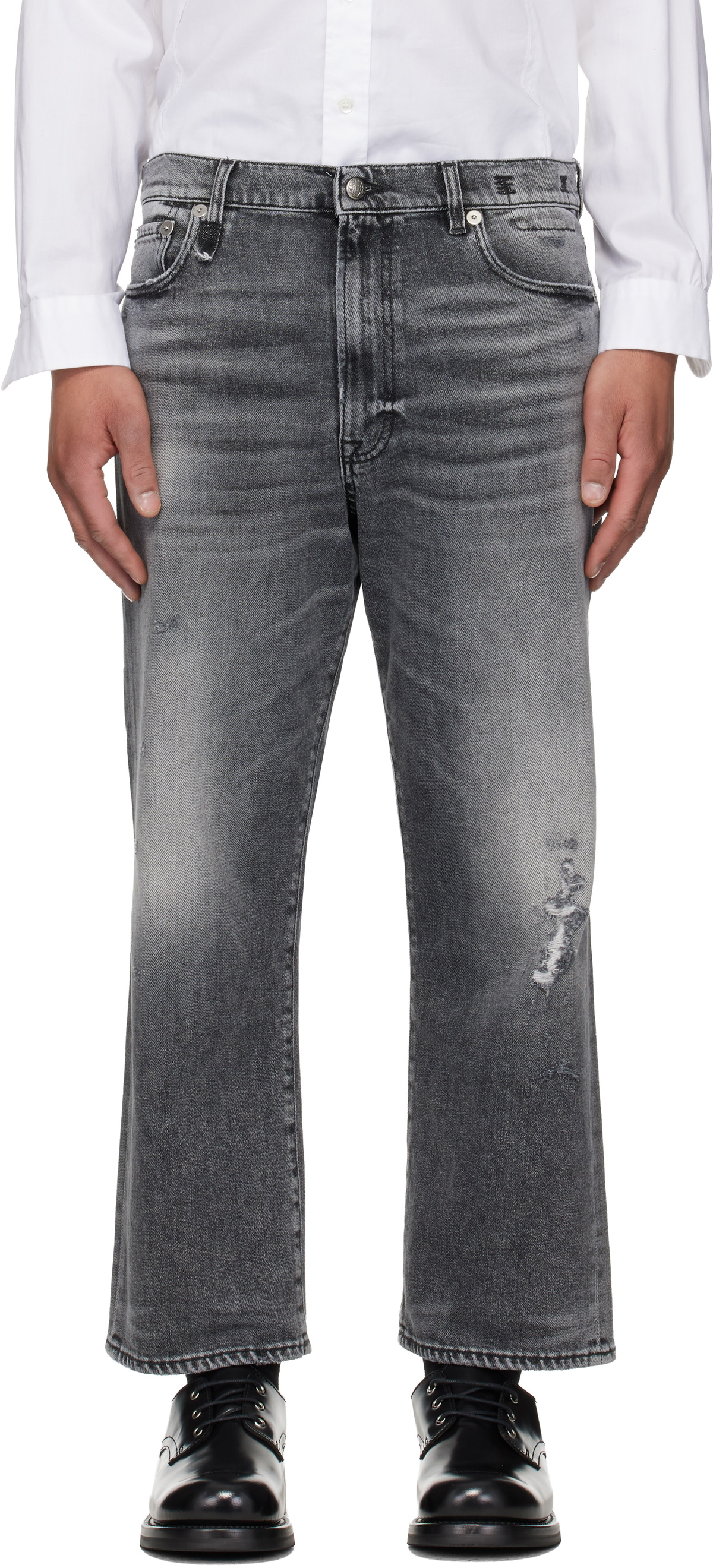 R13 Black Washed Boyfriend Jeans