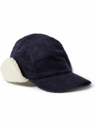 Paul Smith - Shearling-Trimmed Cotton-Corduroy Trapper Hat - Blue