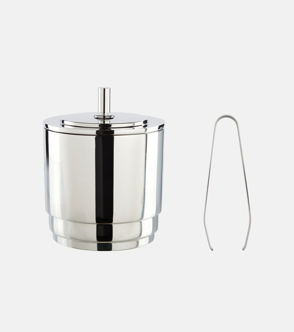 Georg Jensen Manhattan stainless steel ice bucket and tongs set by Helle Damkjær