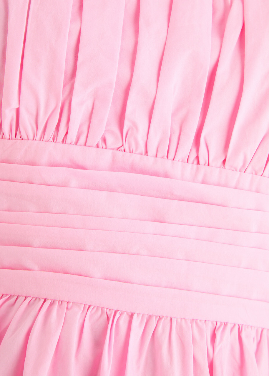 Rotate Sunday Puff-sleeve Cotton-poplin Mini Dress Light Pink