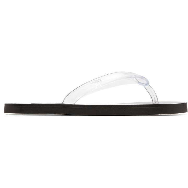 Photo: Ancient Greek Sandals Transparent & Black Saionara Jelly Flip-Flops