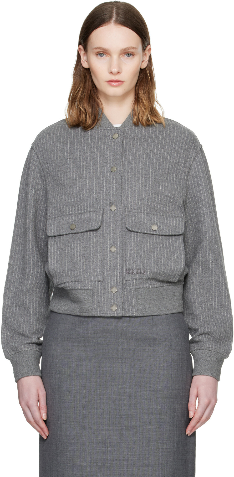 MACKAGE Grey JUNIPER-K Brushed Knit Bomber Jacket