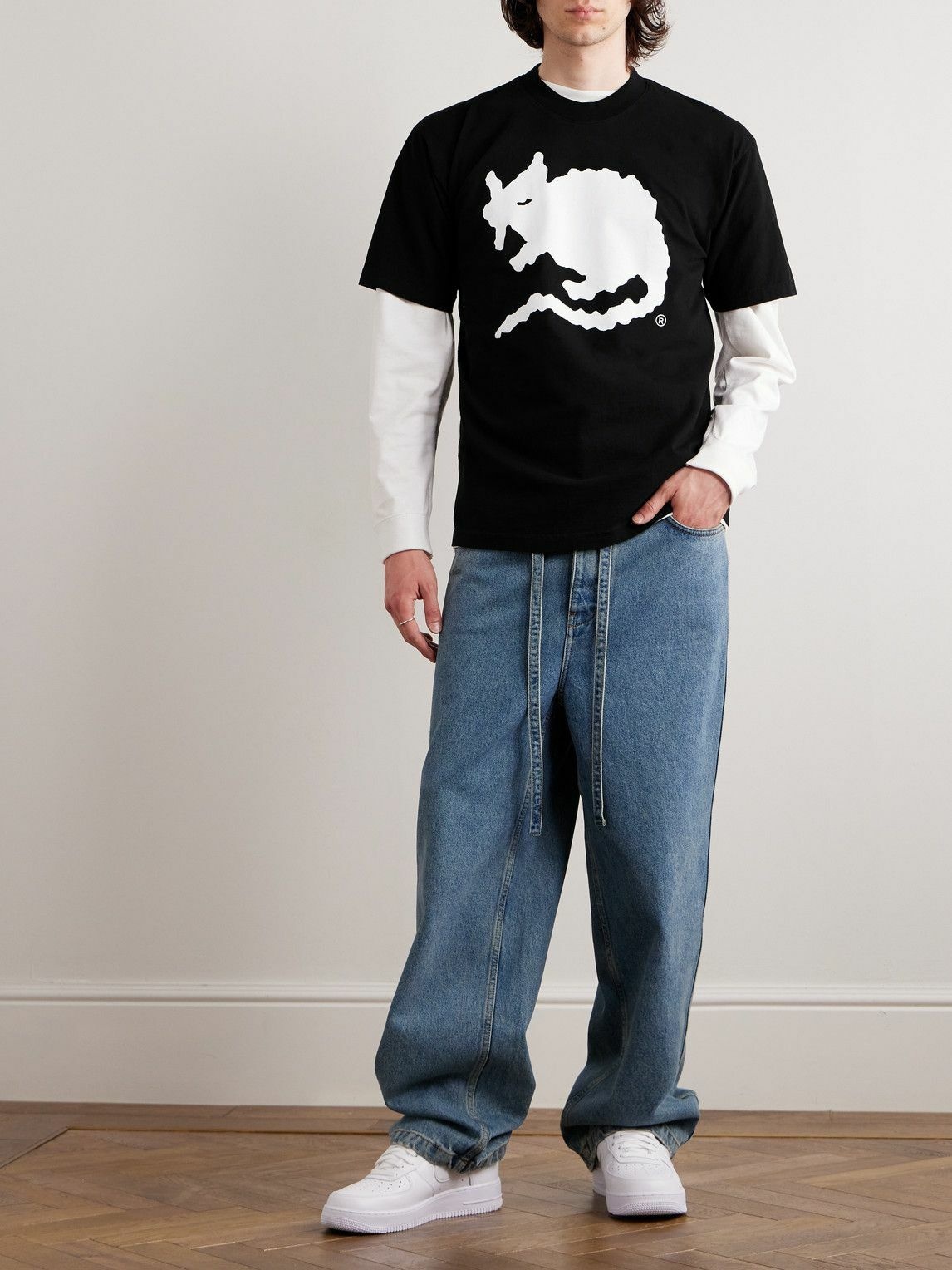 Stray Rats - Pixel Rat Logo-Print Cotton-Jersey T-Shirt - Black