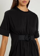 Simone Rocha Gathered Floral-appliquéd Cotton T-shirt Black