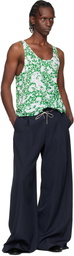 Dries Van Noten Green & White Floral Tank Top