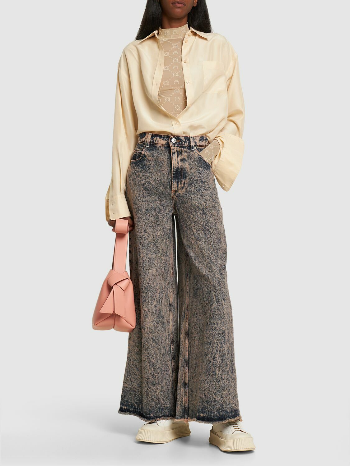 MARNI - Marble Dyed Cotton Denim Flared Jeans Marni