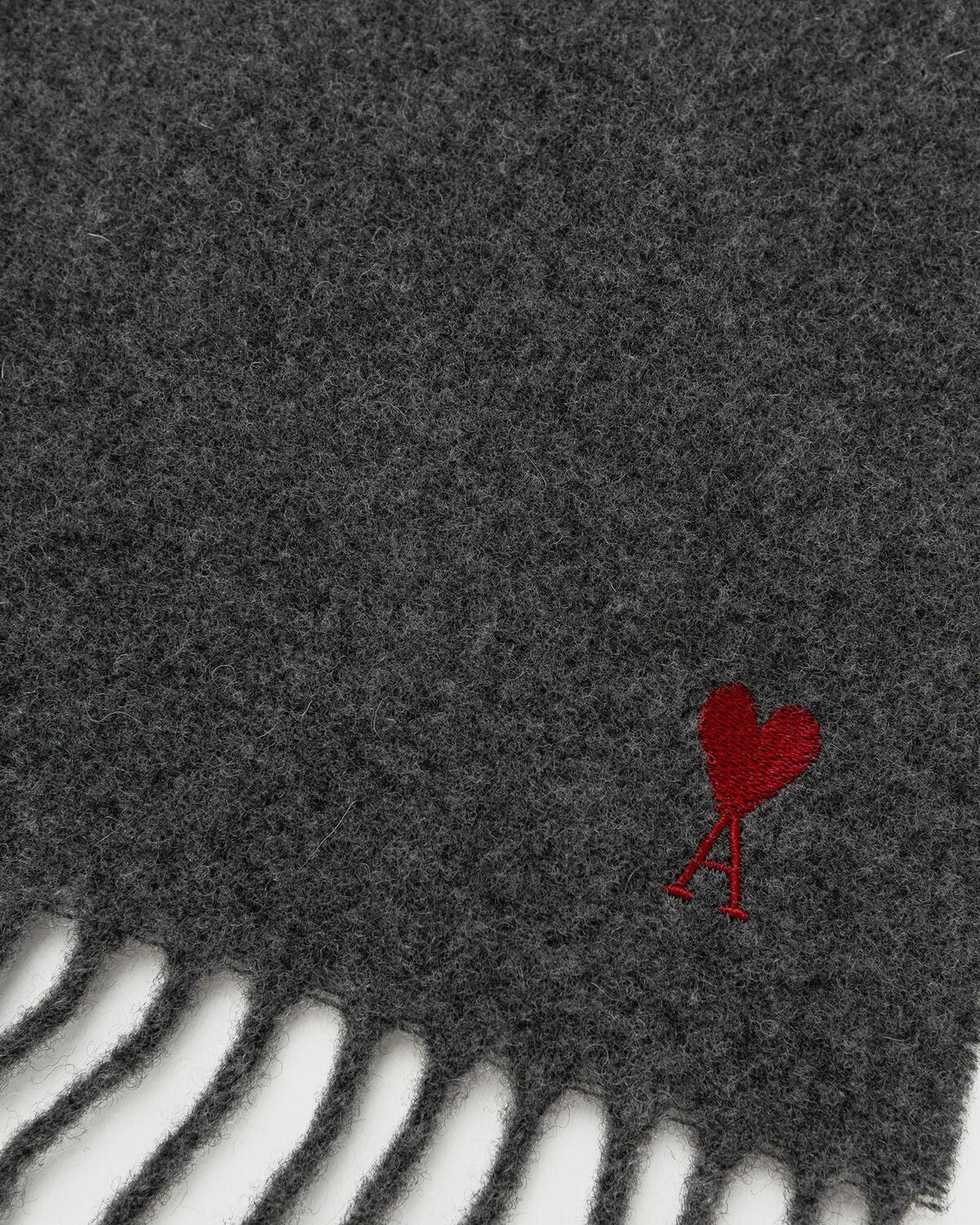 AMI Paris ECHARPE AMI DE COEUR ROUGE Grey Mens Scarf