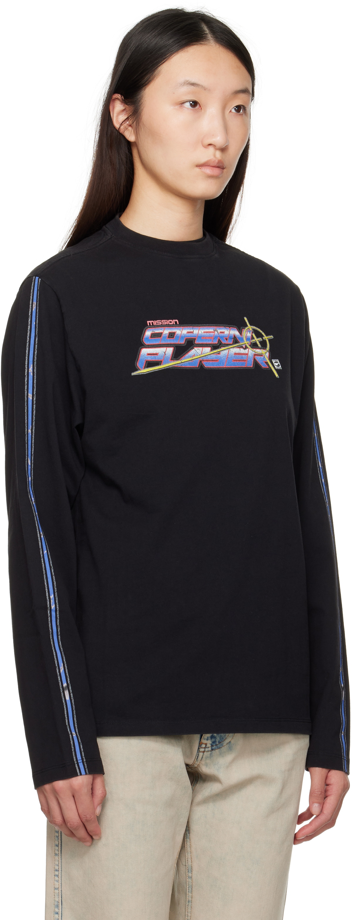Coperni Black Slogan Long Sleeve T-shirt
