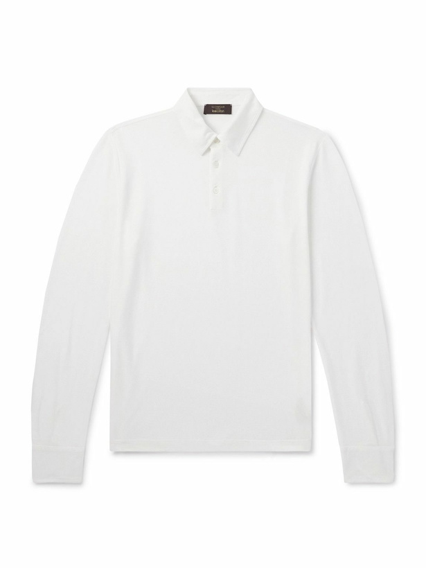 Photo: Incotex - Incotex Zanone Slim-Fit IceCotton Piqué Polo Shirt - White