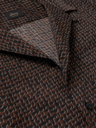 Brioni - Convertible-Collar Printed Cotton and Silk-Blend Shirt - Brown