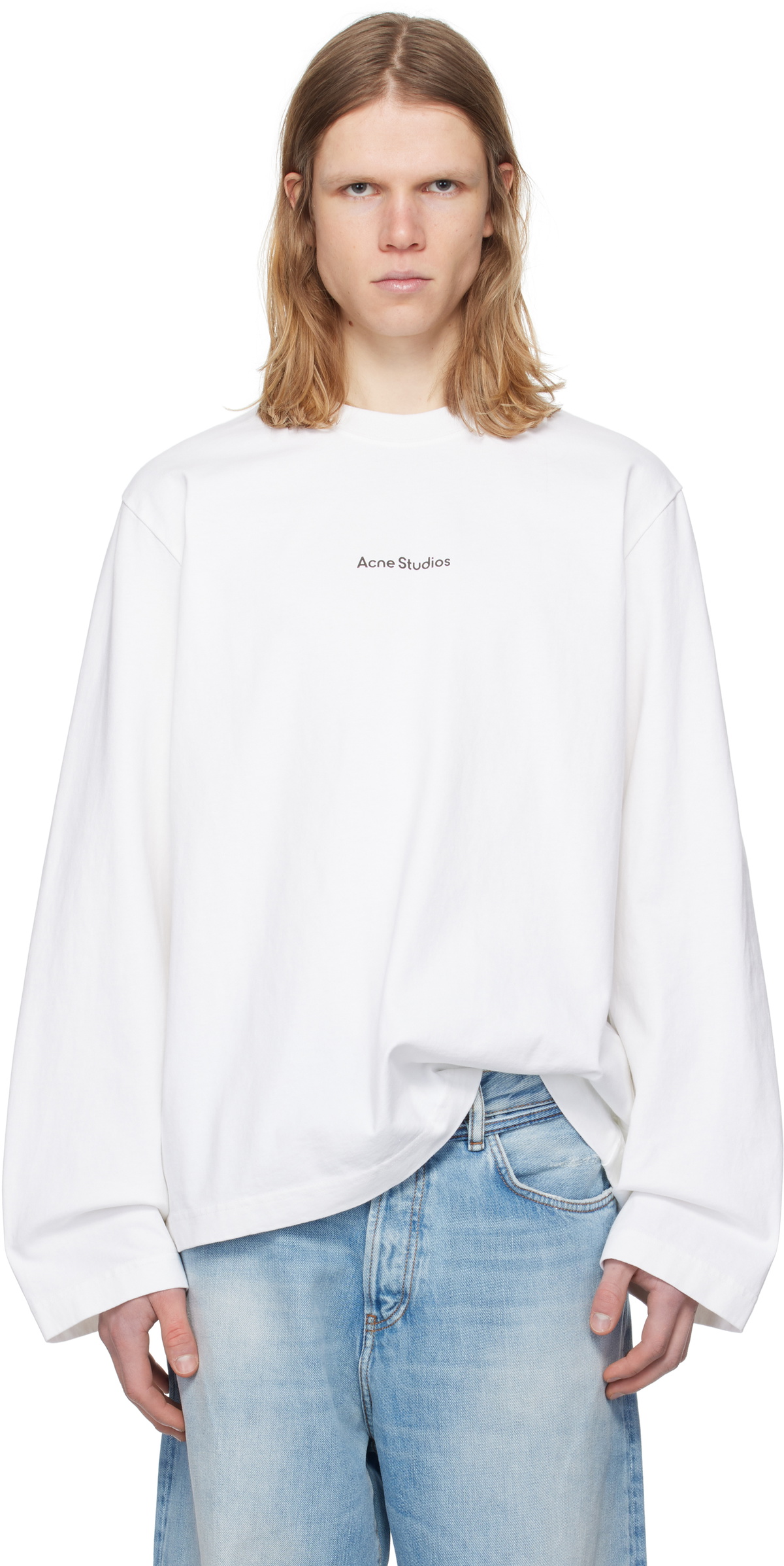 Acne Studios White Logo Long Sleeve T-shirt Acne Studios
