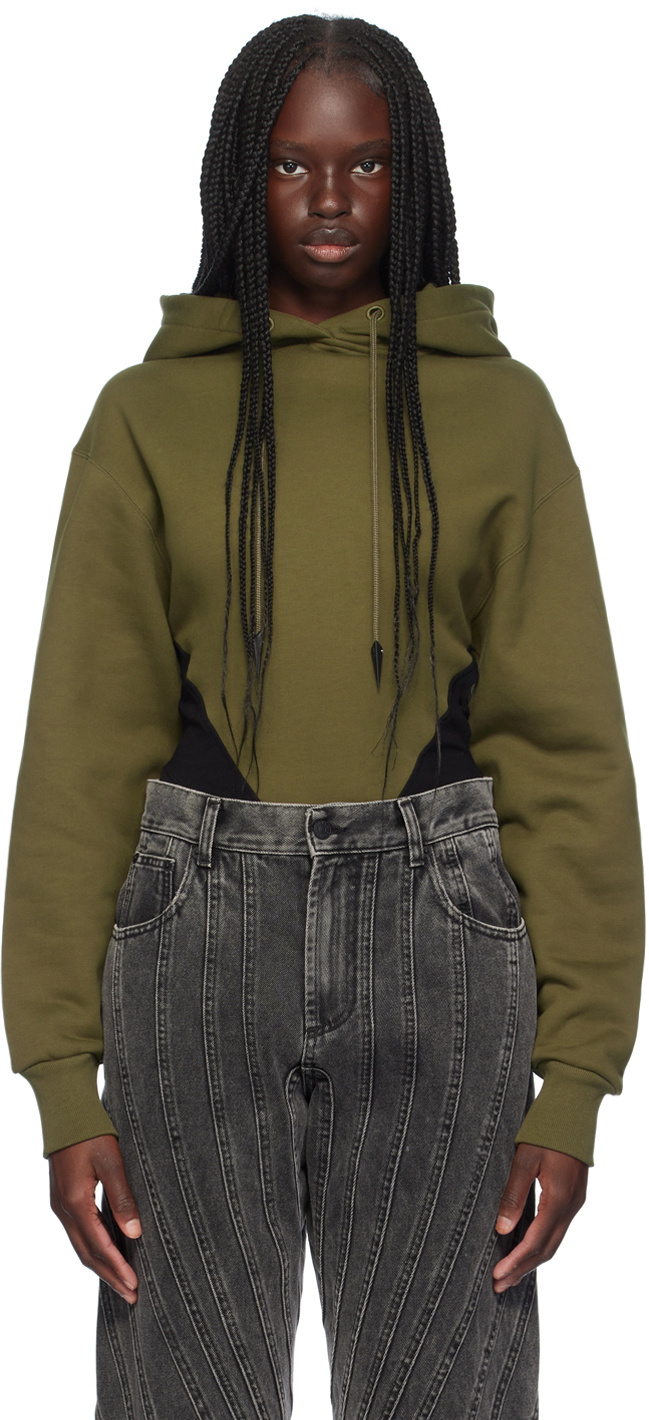 Mugler Green Hoodie Bodysuit