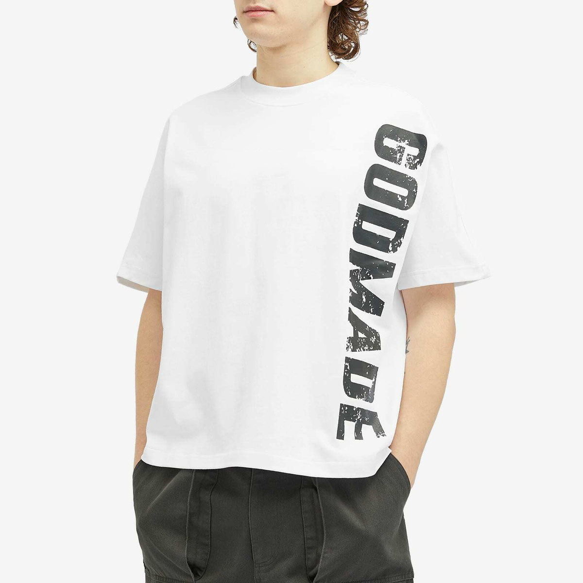 God Made Men's Side Logo T-Shirt in White