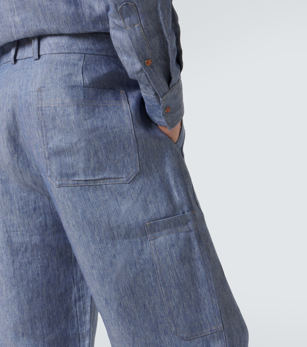 God's True Cashmere Linen denim straight pants with carnelian