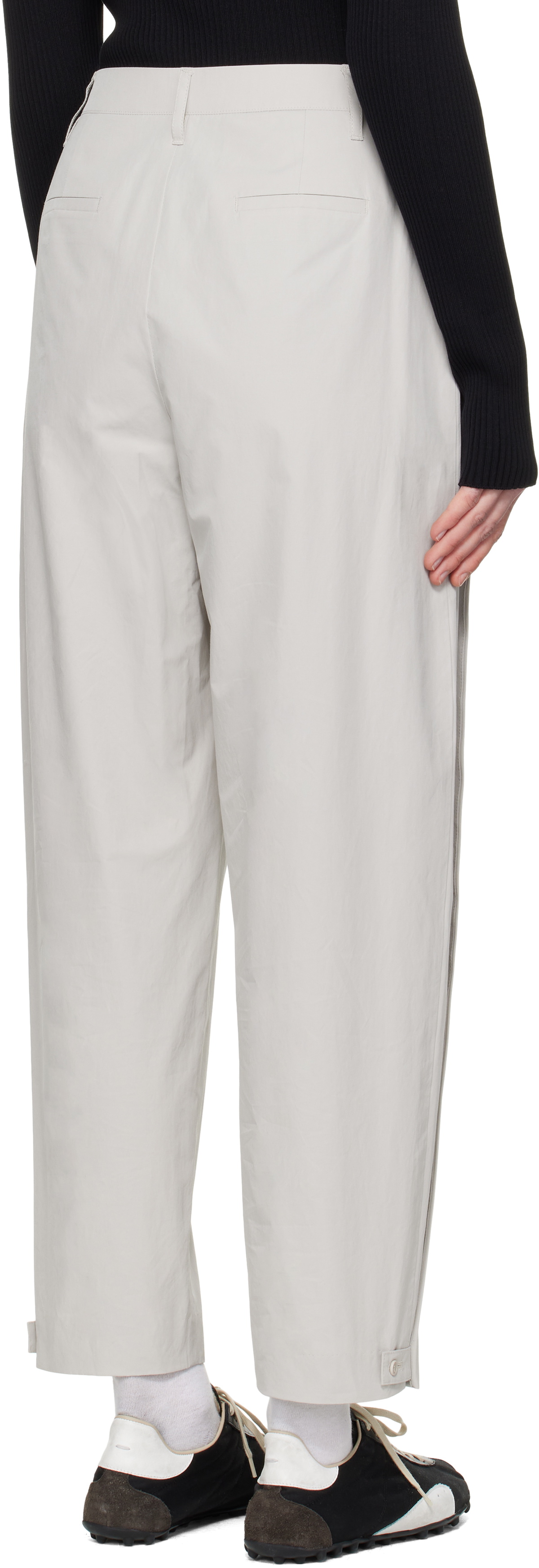 AMOMENTO Gray Button Garconne Trousers