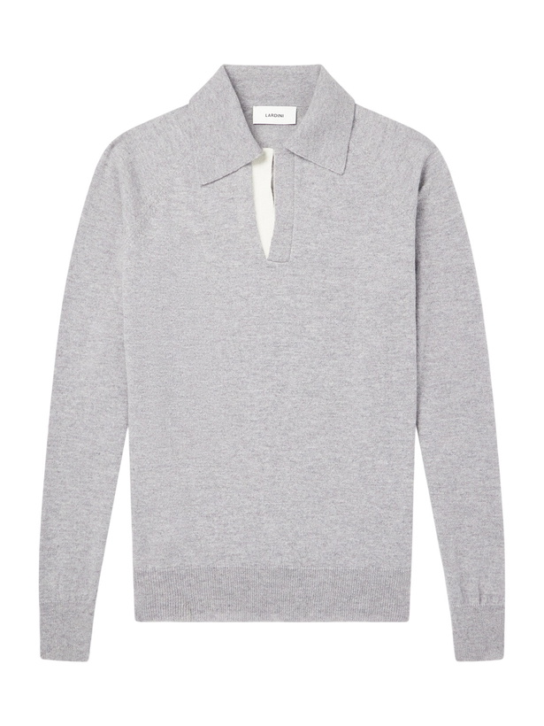 Photo: Lardini - Wool and Cashmere-Blend Polo Shirt - Gray