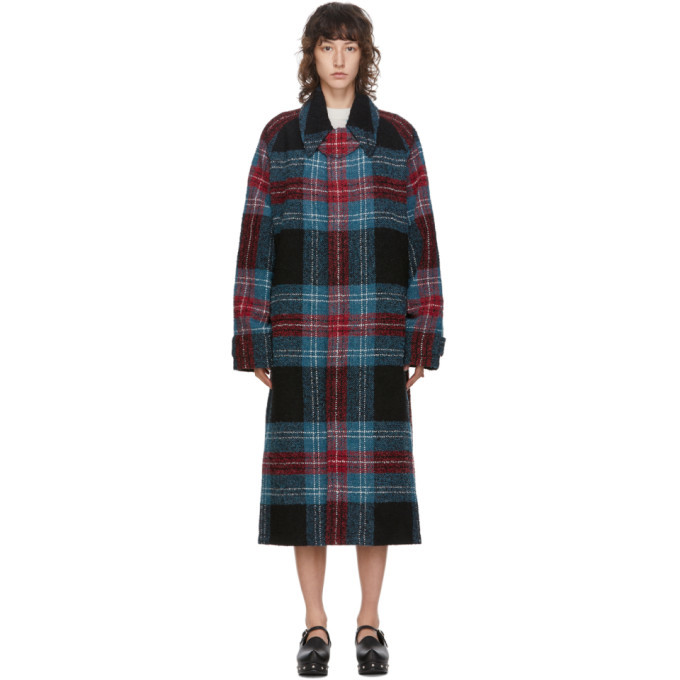 Charles Jeffrey Loverboy Navy Tartan Doctors Mac Coat