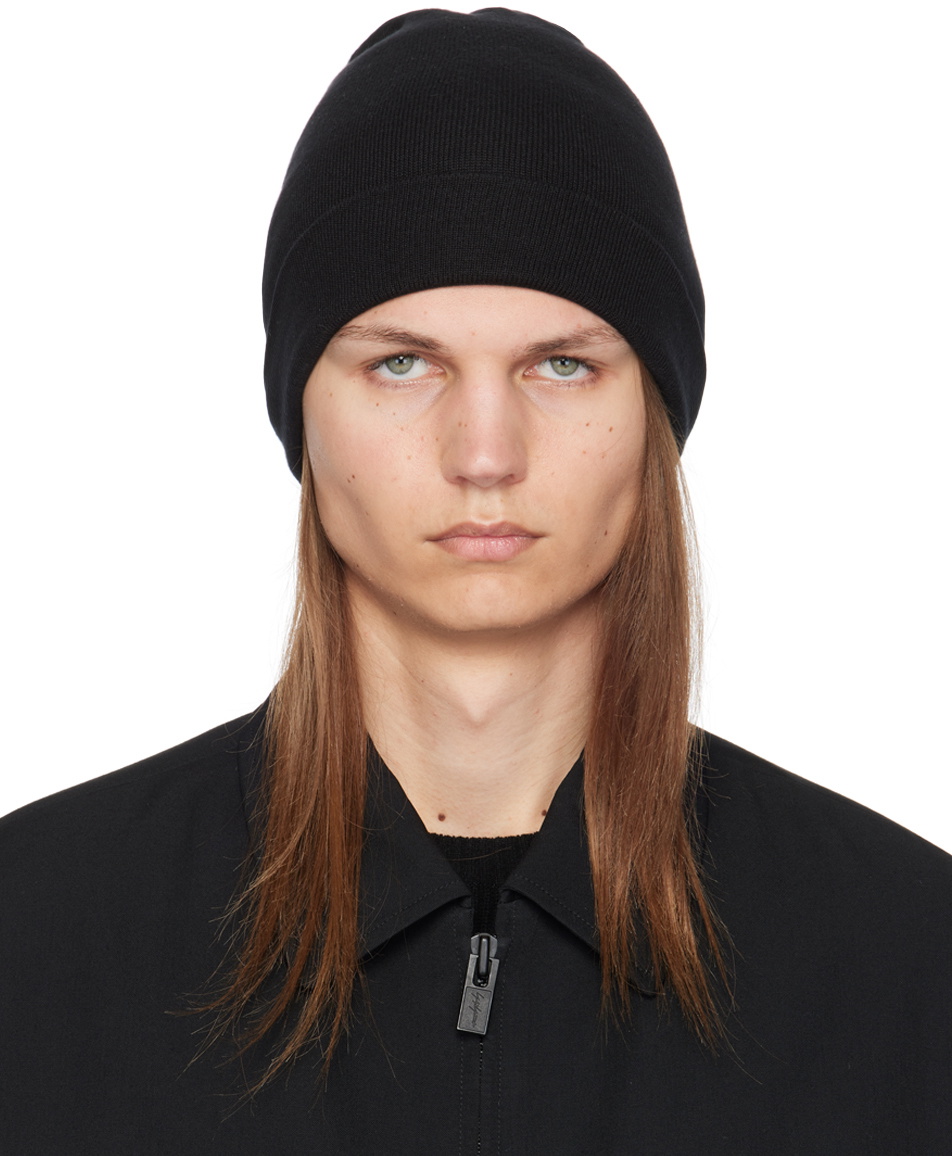 Y's For Men Black Knit Beanie