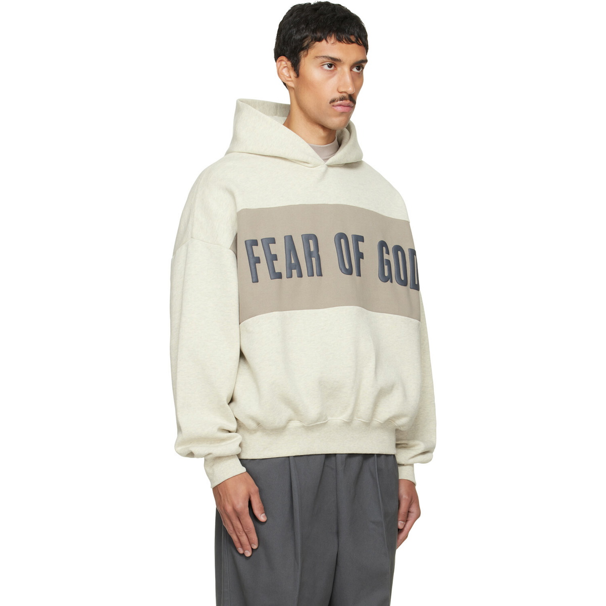 Fear of God ESSENTIALS Gray Cropped Relaxed Paneled Hoodie