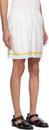 Casablanca White Tennis Landscape Silk Shorts