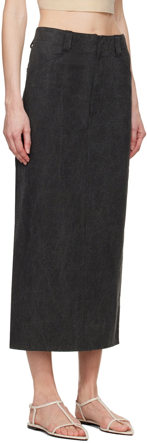 AURALEE Black Faded Midi Skirt