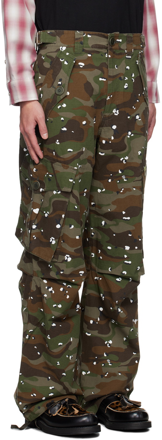 AFTER PRAY Khaki Military Camo Cargo Pants