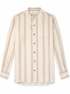 Loro Piana - Elia Grandad-Collar Striped Linen and Silk-Blend Shirt - Neutrals