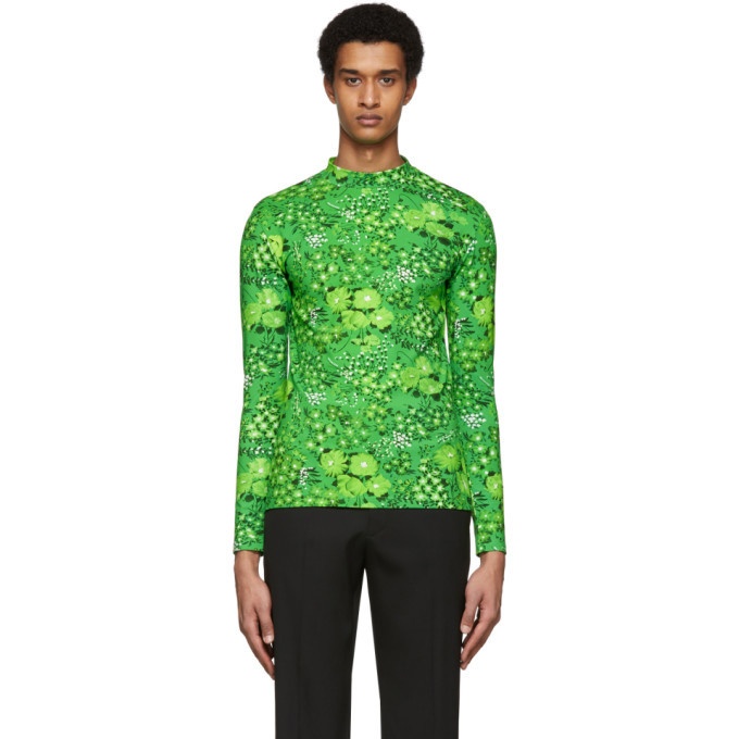 Photo: Balenciaga Green Stretch Flowers T-Shirt
