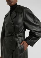 Rohe Belted Leather Trench Coat Black