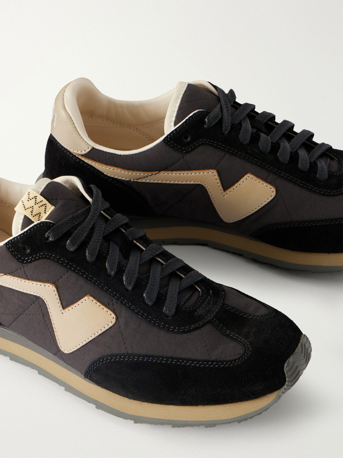 Visvim - FKT Runner Leather and Suede-Trimmed Canvas Sneakers - Black