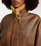 Khaite Sandor shearling-trimmed leather jacket